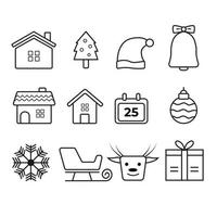 iconos planos de navidad, elemento para patrones, tarjetas, pegatinas de aplicaciones, fondo vectorial vector