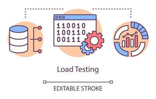 Load testing concept icon. Examine computer program behaviour idea thin line illustration. Software testing process. Indicating issues and problems. Vector isolated outline drawing. Editable stroke