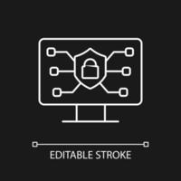 Online safety white linear icon for dark theme. Securing internet connection. Protecting network. Thin line customizable illustration. Isolated vector contour symbol for night mode. Editable stroke
