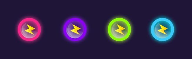 Game ui of energy, stamina, speed, power. Lightning icons badge for game ui. Shield icons with lightning bolts. vector