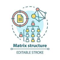 Matrix corporate structure concept icon. Company top management idea thin line illustration. Workflow organization. Staff interaction, workplace environment. Vector isolated drawing. Editable stroke