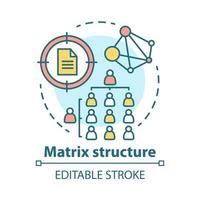 Matrix corporate structure concept icon. Company top management idea thin line illustration. Workflow organization. Staff interaction, workplace environment. Vector isolated drawing. Editable stroke