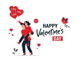 día de san valentín, los amantes comparten la felicidad por el mundo. vector