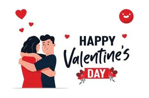 Valentine's day lover hugs partner from behind on valentine's day happily vector