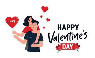 el amante del día de san valentín abraza a la pareja vector