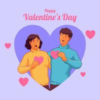 feliz pareja negra celebrando el día de san valentín vector