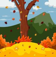 Autumn landscape background with mountain vector