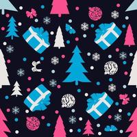 Christmas and Happy New Year seamless pattern vector