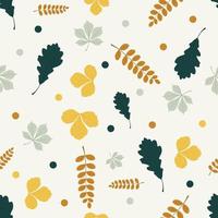 Floral seamless pattern in yellow, blue and green leaves vector