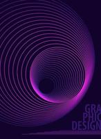 Editable stroke circle lines blend in 2 layers of pink purple. Poster template dark background abstract. Vector illustration.