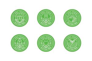 Set of Vegan Badge Logo Design vector