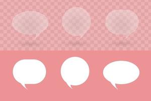 colección de iconos de chat de burbujas. concepto blanco y desenfoque transparente. fondo rosa vector