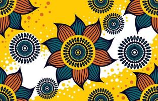 Ethnic abstract fabric. Seamless pattern in tribal, African wax print kitenge floral motifs vector. Aztec geometric art ornament.Design for carpet, wallpaper, clothing, wrapping, fabric, cover, dress vector