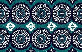 Dark blue Ethnic abstract flower art. Seamless pattern in tribal, folk embroidery, and Indian style. Asian geometric art ornament print. Design for carpet, wallpaper, clothing, wrapping. vector