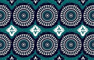 Dark blue Ethnic abstract flower art. Seamless pattern in tribal, folk embroidery, and Indian style. Asian geometric art ornament print. Design for carpet, wallpaper, clothing, wrapping. vector