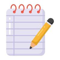 Writing pad icon vector in flat style