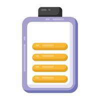 Mobile battery status icon in trendy design vector