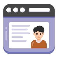 Avatar on web page, web profile icon vector