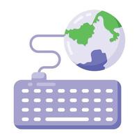 Globe with keyboard, vector design of virtual learning