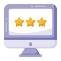 Stars inside monitor, online ratings icon vector