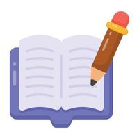 A flat design of writing book icon vector