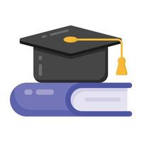 Academic cap with book, concept of graduation vector