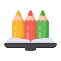 Flat icon of crayons, artwork tool vector