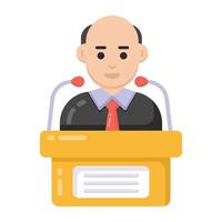 Person with mic denoting flat icon of speech vector