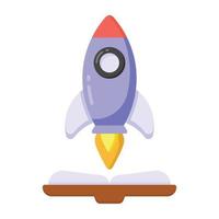 Rocket with book denoting flat icon of book launch vector