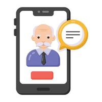 Person inside mobile denoting video call flat style icon vector