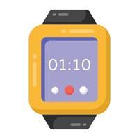 Fitness watch in flat style icon, gadget vector