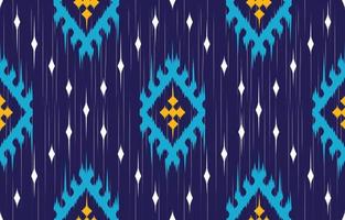 Ikat Ethnic abstract blue art. Seamless pattern in tribal, folk embroidery, and Mexican style. Aztec geometric art ornament print. Design for carpet, wallpaper, clothing, wrapping,fabric,cover. vector