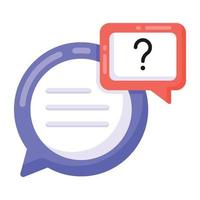 Question mark inside bubble, help chat icon vector