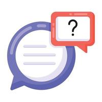 Question mark inside bubble, help chat icon vector