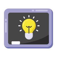 Light bulb on board with chalk, educational idea icon vector
