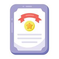 icono de estilo plano certificado, vector editable