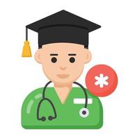 Man with mortarboard denoting flat icon of flat convocation vector