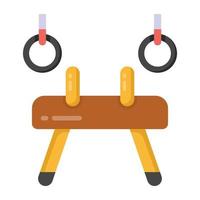 Gymnastic rings in flat style icon, gym equipment vector