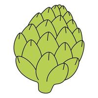 Cartoon flower bud of artichoke. Symbol of property nutrition. Vector illustration of vegetable isolated on white background