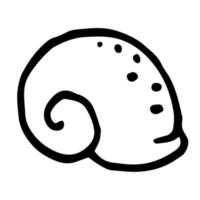 concha de caracol vectorial en estilo garabato. concha dibujada a mano aislada sobre fondo blanco. símbolo de molusco para diseño web vector