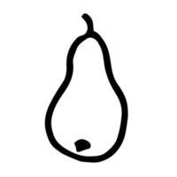 Single hand drawn pear isolated on white background. Vector illustration in doodle style