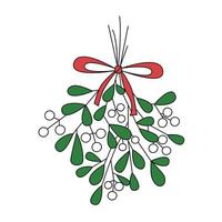 Colorful mistletoe in cartoon style. Decoration element for christmas. Vector illustration isolated on white background