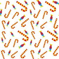 Vector seamless pattern in red and yellow tones on a white background. candies are printed on fabric, wrapping paper, or wallpaper.