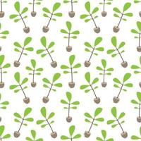 Tree sapling with roots and ground seamless pattern vector