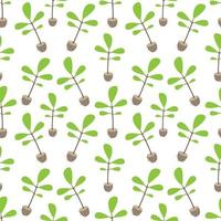 Tree sapling with roots and ground seamless pattern vector