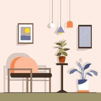 cozy living room in minimalist Scandinavian style. vector