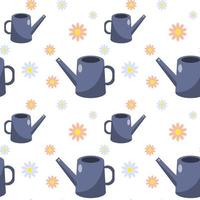 Garden watering can seamless pattern. Gardening Tools vector