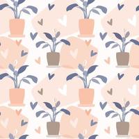 Houseplant in pot seamless pattern background. vector illustration
