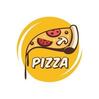 Vector illustration of pizza. Italian pizza logo. In cartoon style.