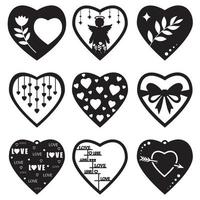 Set of icons heart symbol of love, vector isolated illustration template